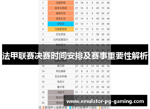 法甲联赛决赛时间安排及赛事重要性解析 法甲联赛决赛时间安排及赛事重要性解析